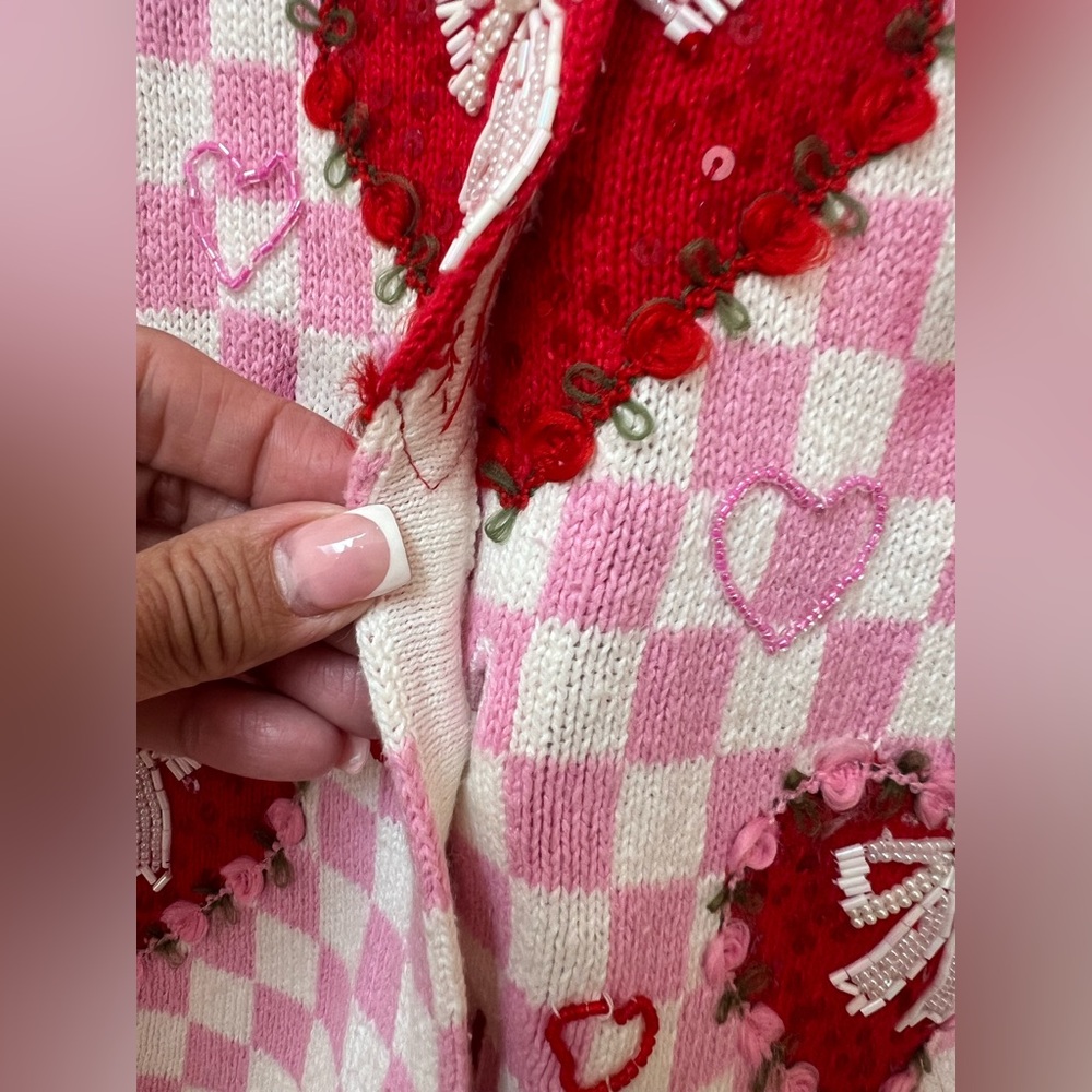 Design Options By Philip & Jane Gordon VTG Valentines Day Cardigan RARE Size S - Picture 9 of 15